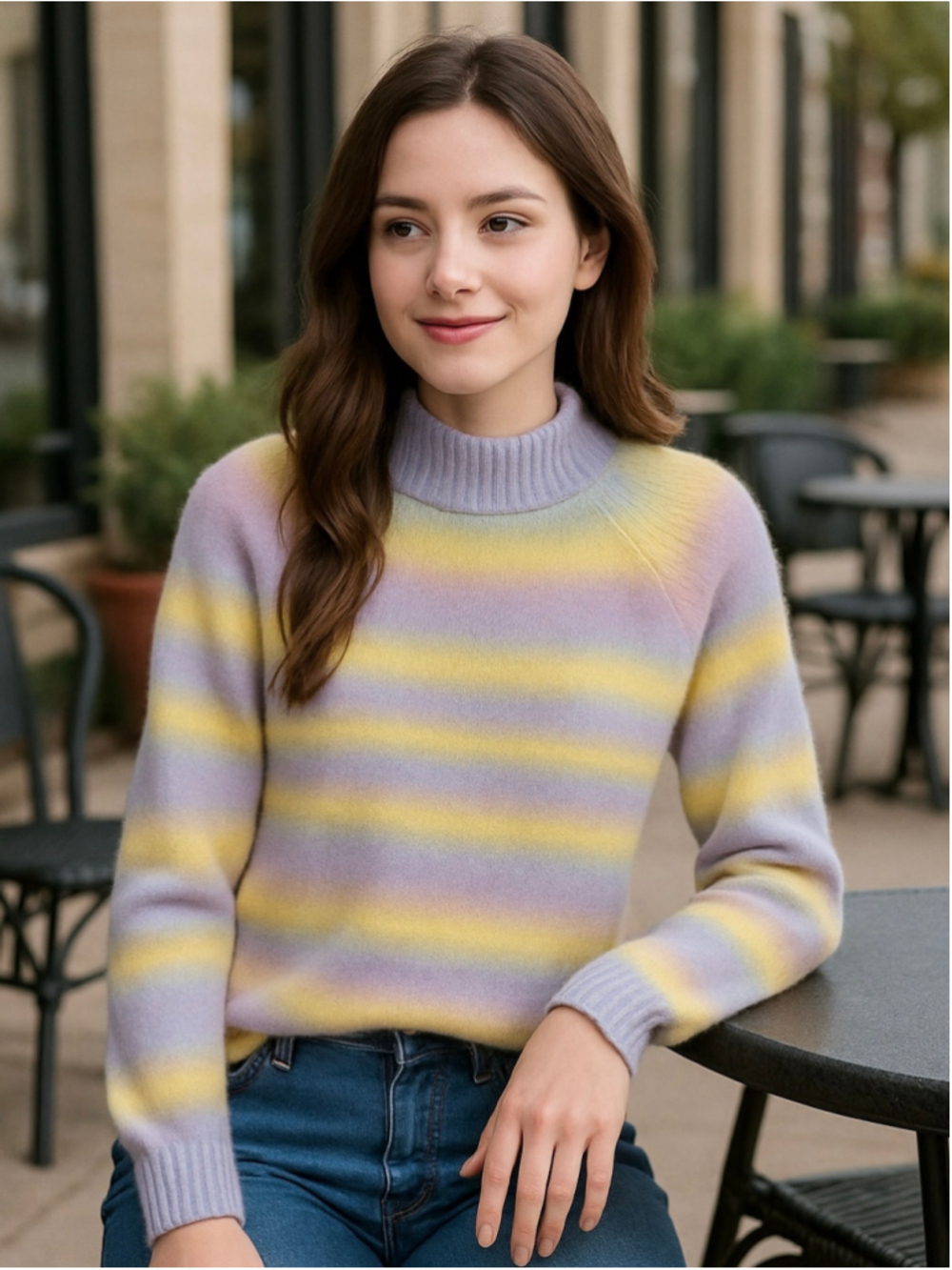 Workshop Republic Clothing Rainbow Tie Dye Sweater purple yellow ombré medium M